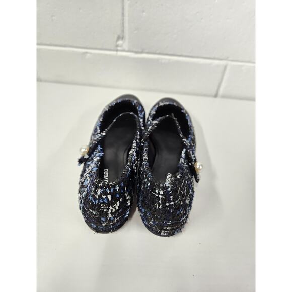 C.Paravano Women's Mary Jane Tweed Shimmery Black/Blue Shoes/Flats, 38 (US 7.5) - Picture 3 of 8